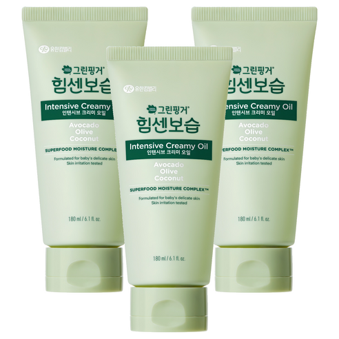 그린핑거 힘센보습 인텐시브 크리미 오일 유아 크림, 180ml, 3개