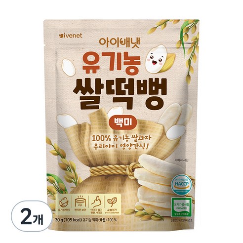 아이배냇 유아용 유기농 쌀떡뻥 30g, 백미, 5개