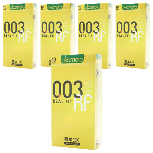 오카모토 003 리얼핏 RF 굴곡형 콘돔, 10개입, 5개