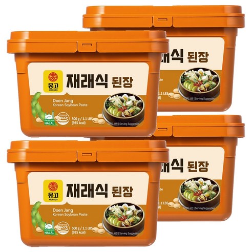 몽고식품 할랄 인증 재래식 된장, 500g, 4개