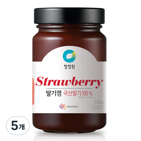 청정원 딸기잼, 5개, 370g