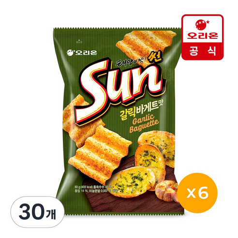 썬 태양의 맛 갈릭바게트맛, 80g, 30개