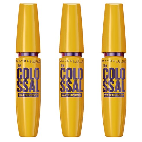 메이블린 뉴욕 콜로썰 워터프루프 마스카라 9.2ml, 리얼 블랙, 3개
