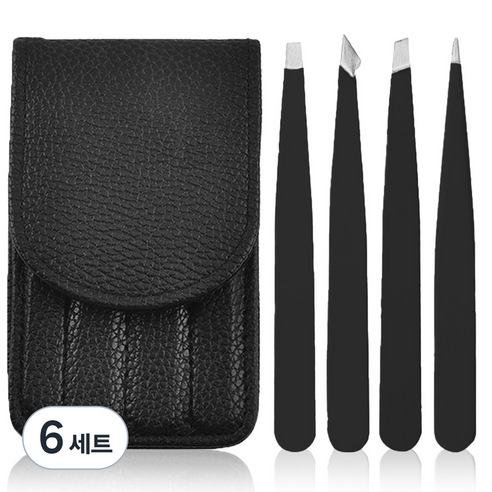 더들캣 미용 족집게 4종, 블랙, 6세트
