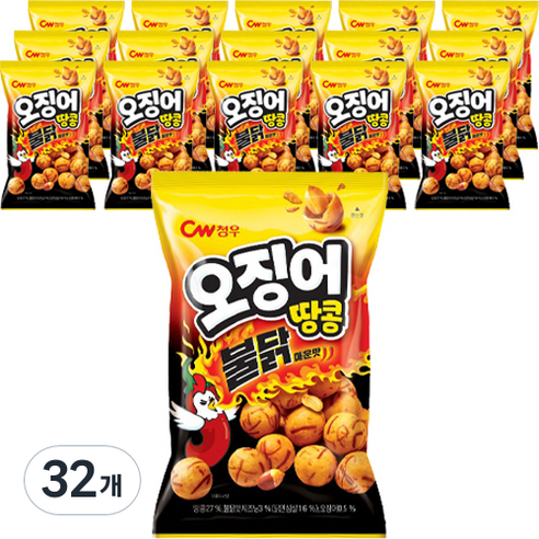 청우식품 오징어땅콩 불닭맛 스낵, 32개, 90g