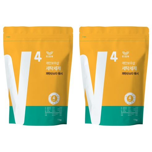 레인보우샵 W4 과탄산소다 워시 올인원 세탁세제 리필, 1kg, 2개