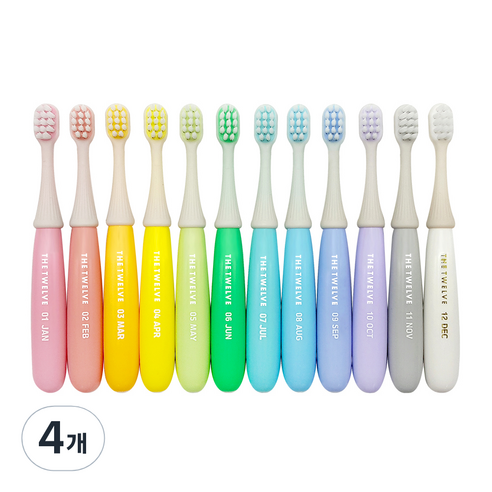 더트웰브 2단계 토들러칫솔 12~36개월, 파스텔, 12개, 4세트