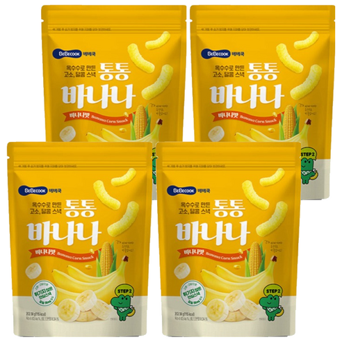 베베쿡 유아용 통통바나나, 바나나, 30g, 4개