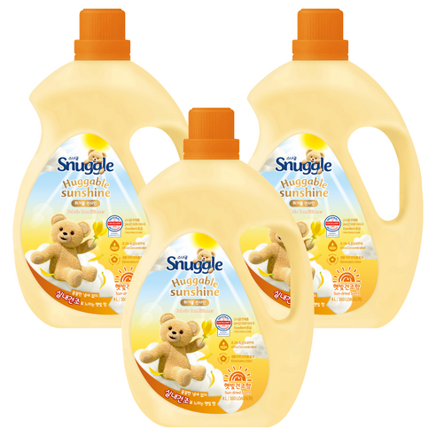 스너글 허거블 선샤인 섬유유연제 햇빛건조향 본품, 4L, 3개