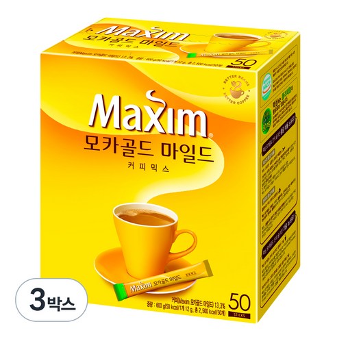 맥심 모카골드 마일드 커피 믹스, 12g, 50개입, 3박스