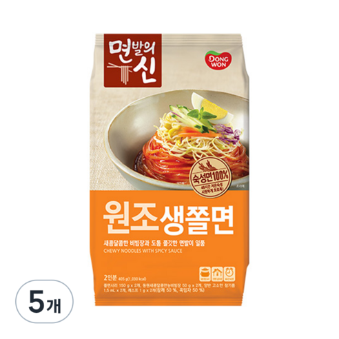 동원 면발의신 원조 생쫄면, 5개, 405g