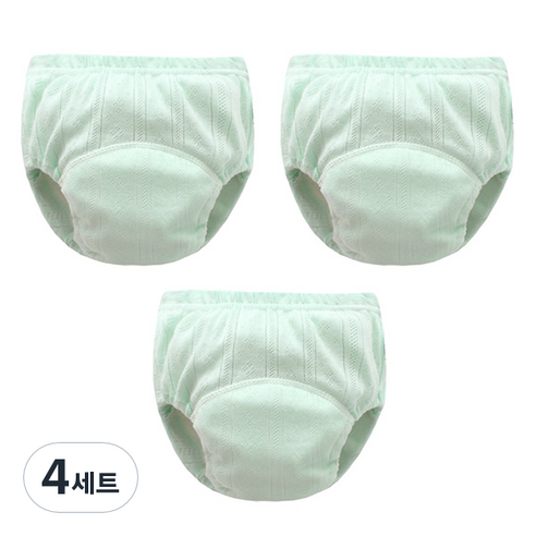 조이멀티 유아용 펀칭 단색파스텔 배변훈련팬티 3p, 그린, 4세트