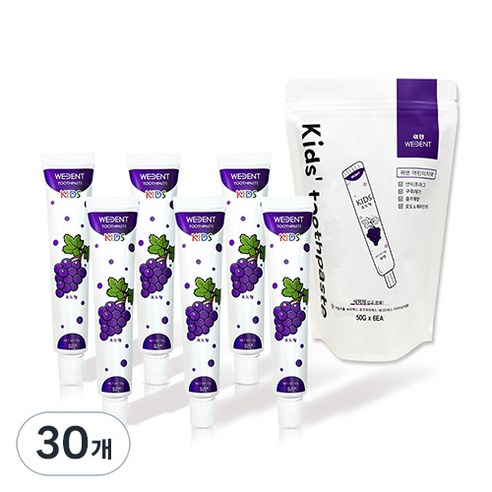 위덴 어린이치약 포도맛, 50g, 30개