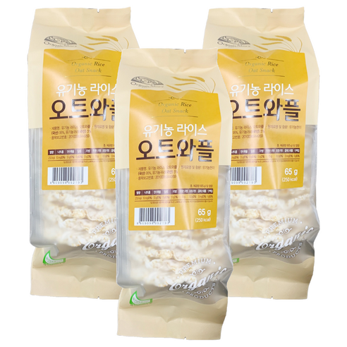 오가닉스토리 유기농 라이스 오트와플, 65g, 3개