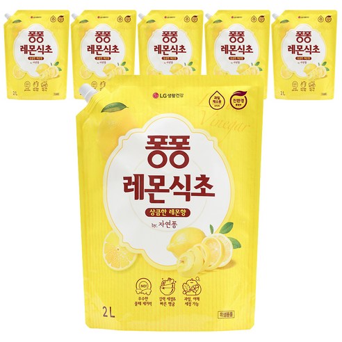 퐁퐁 레몬식초 주방세제 파우치형, 2L, 6개