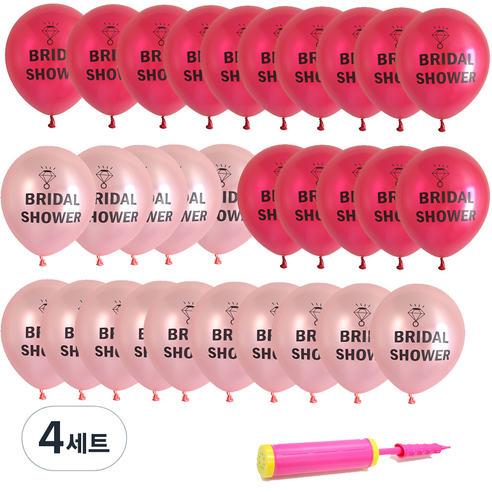 네오텍스 펄 브라이덜 인쇄 풍선 30cm 30p + 손펌푸 세트, 랜덤발송, 4세트