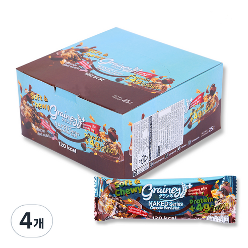그레이니 플러스 그래놀라바 초콜릿칩 아몬드 12p, 300g, 4개