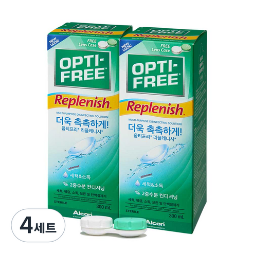 옵티프리 리플레니시 렌즈세정액 2p + 렌즈케이스, 300ml, 4세트