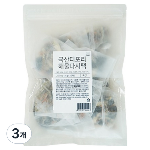 석하이미지 국산 디포리 해물 다시팩, 240g, 3개
