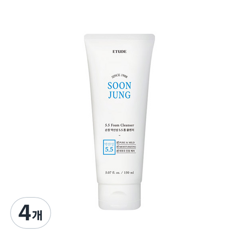 에뛰드 순정 약산성 5.5 폼 클렌저, 150ml, 4개