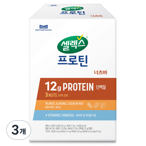 셀렉스 프로틴 너츠바, 1kg, 3개