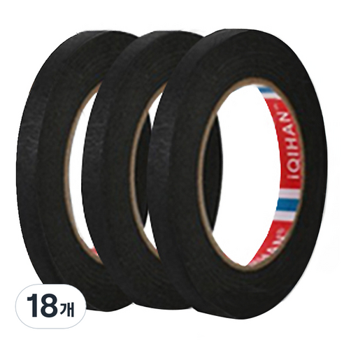 다다 칼라 마스킹 종이테이프 15mm x 15m, 블랙, 18개