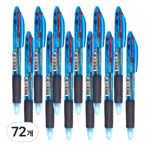 모닝글로리 슬립온 3색 볼펜 0.7 mm, 블루, 72개