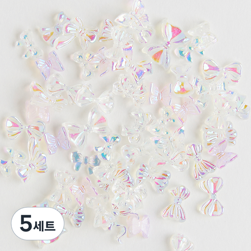 로나우디 고급 대용량 오로라 리본 앤 나비 네일파츠 L02012, 5세트, 랜덤발송