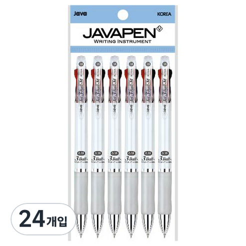자바펜 제트3볼M 유성볼펜 0.38mm, 화이트, 24개