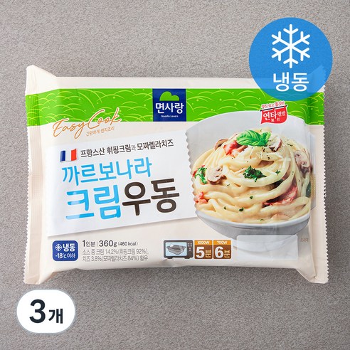 면사랑 까르보나라 크림우동 (냉동), 360g, 3개