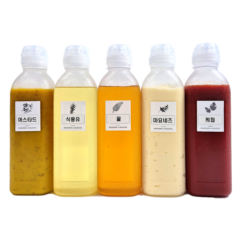 데일리픽 BPA free 흐르지 않고 묻지 않는 소스통+스티커, 300ml, 5개