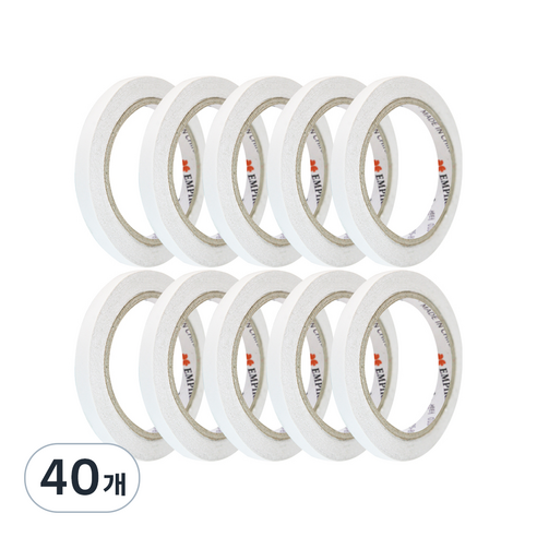 엠파이어 양면테이프 10mm x 20m, 화이트 반투명, 40개