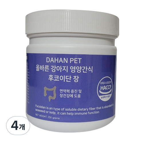 다한 강아지 후코이단 영양제, 장건강/유산균, 4개