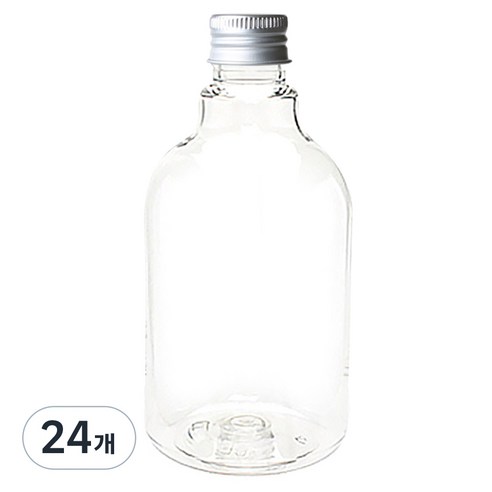 병도매닷컴 DN350 투명 음료용기 알루미늄 실버캡, 350ml, 24개