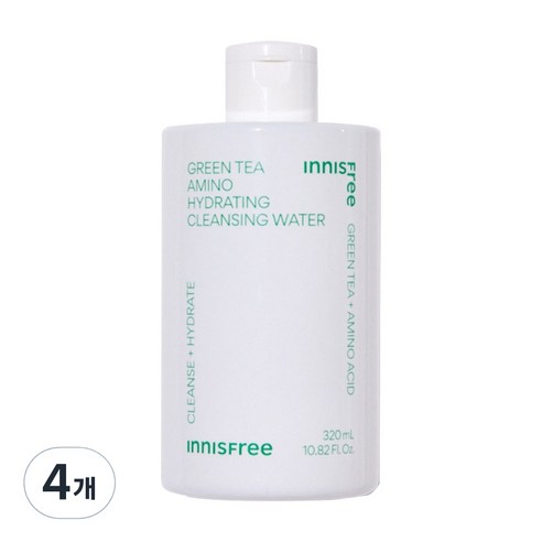 이니스프리 New 그린티 아미노 수분 클렌징 워터, 4개, 320ml