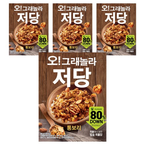 마켓오네이처 오 그래놀라 맛있는 저당 시리얼, 360g, 4개