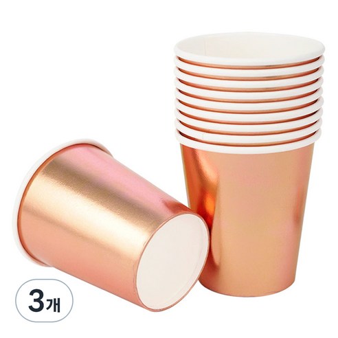 메탈릭 파티컵 로즈골드 240ml, 30개입, 3개