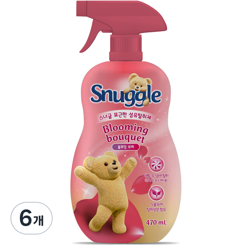 스너글 섬유탈취제 블루밍 부케, 470ml, 6개