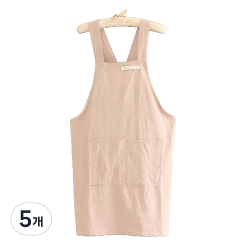씨오브비 통기성 좋은 면 린넨 앞치마, 베이지, 5개