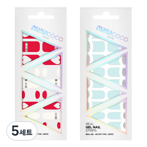 바바코코 젤 네일 스티커 2p 믹스 매치 하트 루놀라 레드 세트, 하트 루놀라 레드, 루놀라 글리터 스카이, 5세트