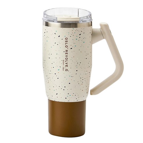 오슬로 리볼브 G 회전 핸들 텀블러, 도트아이보리, 950ml, 1개