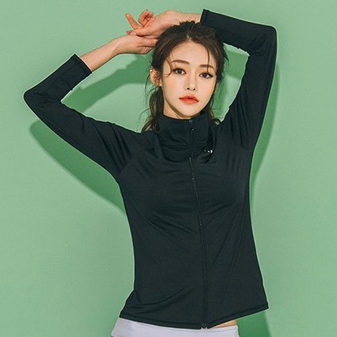헤링본 여성용 루즈핏 빅사이즈 원더 집업 래쉬가드 RC903