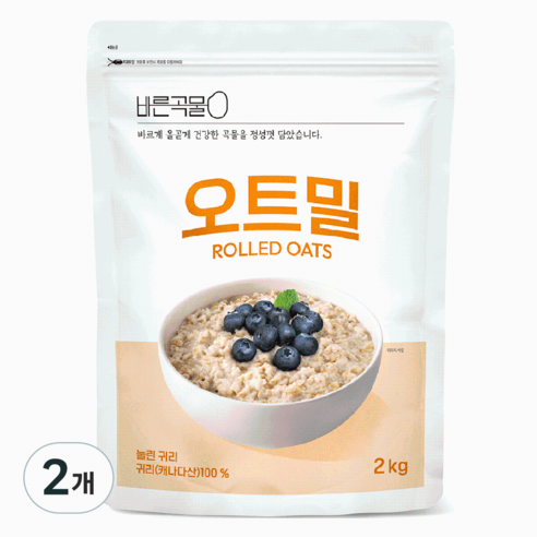 바른곡물 오트밀, 2kg, 2개