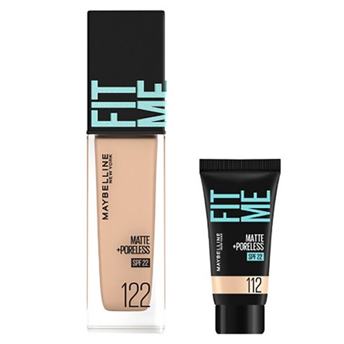 메이블린 핏미 파운데이션 레노 30ml + 미니파운데이션 5ml 세트, 122 크리미 베이지(파운데이션), 112 내추럴 아이보리(미니파운데이션), 1개