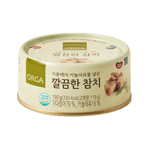 올가홀푸드 ORGA 지중해의 카놀라유를 넣은 깔끔한 참치, 150g, 1개