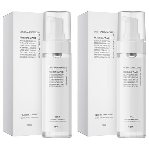 살림백서 오브제 제로 티트리 아르테미시아 여성청결제, 2개, 200ml