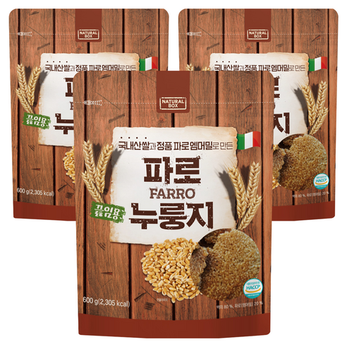 내추럴박스 파로 끓임용 누룽지 건강간식 국내산 백미, 3개, 600g