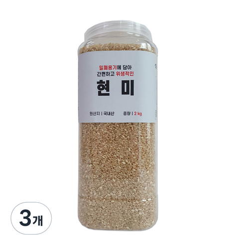 대한농산 통에담은 현미, 2kg, 3개