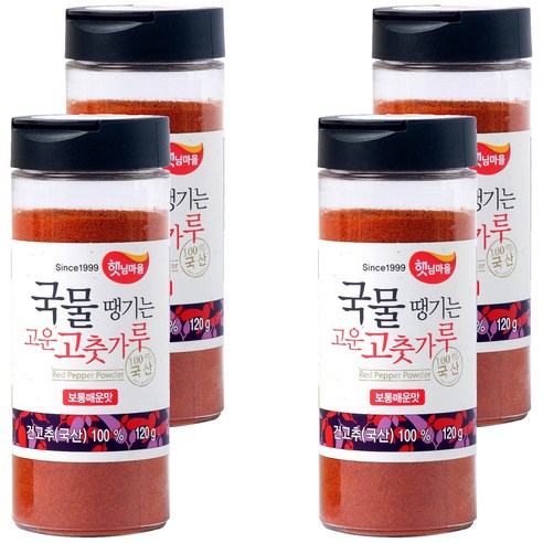 햇님마을 국물땡기는 국산 고운 고춧가루 보통매운맛, 120g, 4개