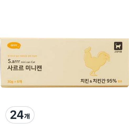 아르르 고양이 3개월~전연령 미니캔, 닭, 30g, 24개